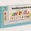 DIGITAL MAZE LOGARITHMIC BOARD_1 Edukačná počítadlo drevené s číslami, krúžkami a tvarmi MONTESSORI