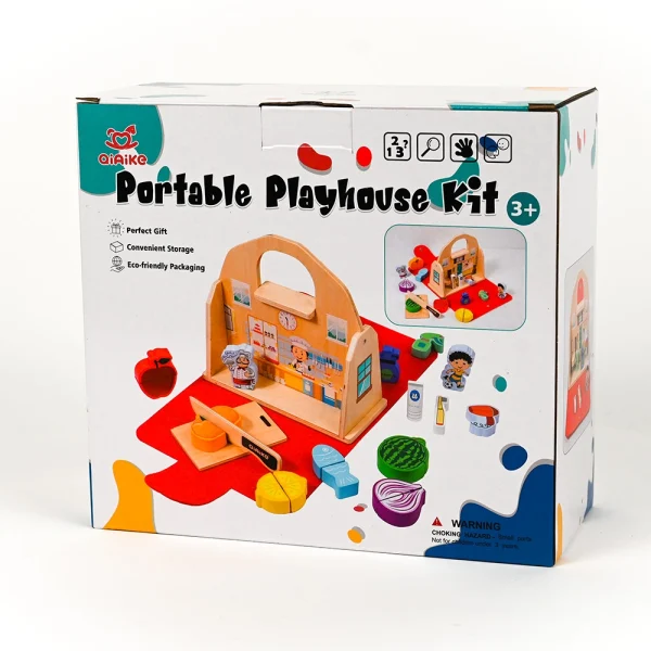 Parttable playhouse kit_1 Drevený domček s doplnkami - prenosný