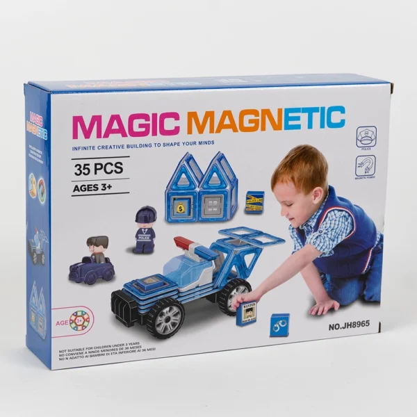 Magic magnetic infinite creative building to shape your minds 2_1 Magnetická stavebnica – Policajné auto 35ks