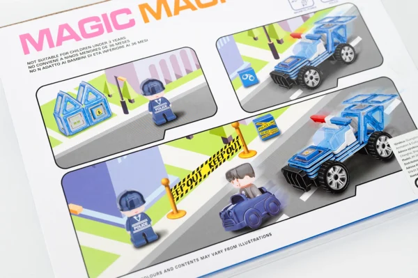Magic magnetic infinite creative building to shape your minds 2_4 Magnetická stavebnica – Policajné auto 35ks