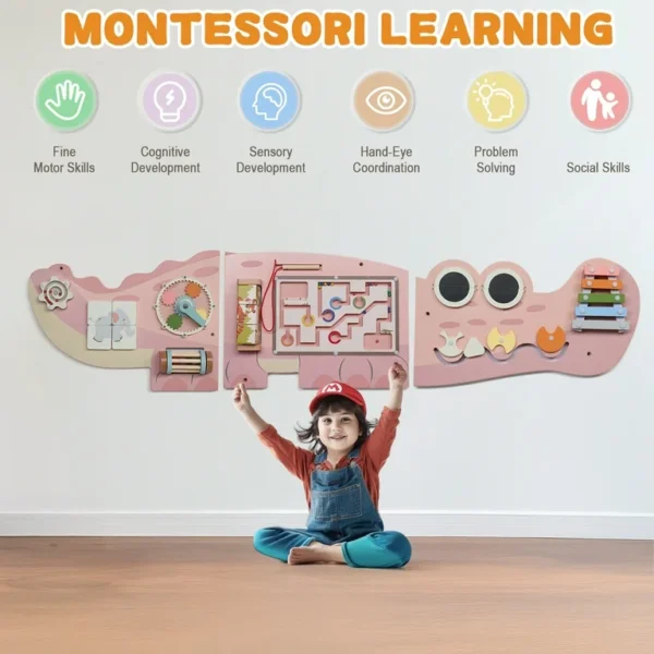 IMG_8616 Nástenný montessori Krokodíl - ružový